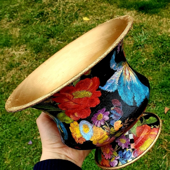 Mackenzie Childs Flower Market Vase Decoupage Art - Picture 3 of 11